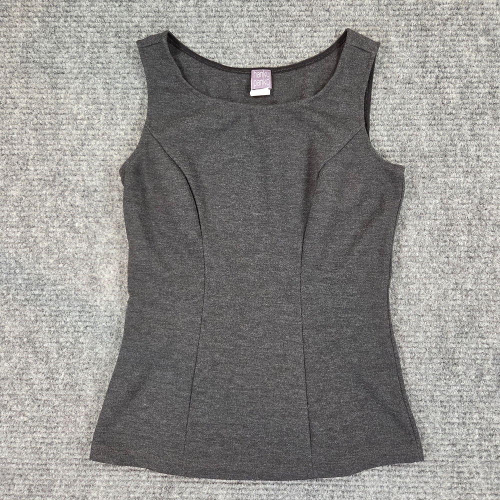 Hanky Panky Womens Gray Sleeveless Princess Seam Scoop Neck Tank Top Small